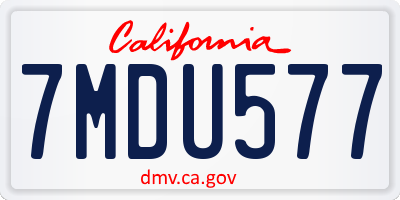 CA license plate 7MDU577