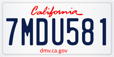 CA license plate 7MDU581