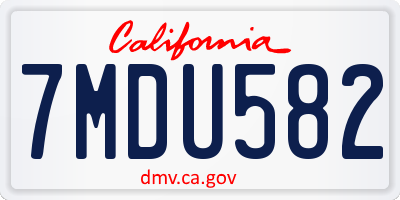 CA license plate 7MDU582