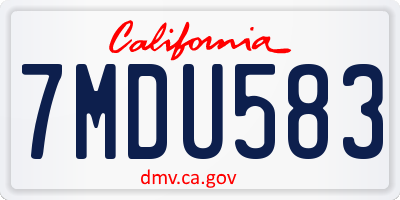 CA license plate 7MDU583