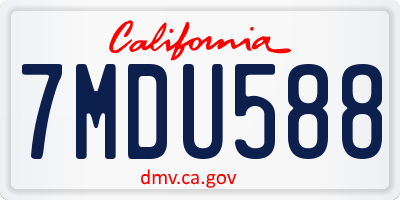 CA license plate 7MDU588