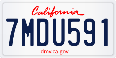 CA license plate 7MDU591