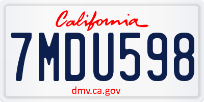 CA license plate 7MDU598