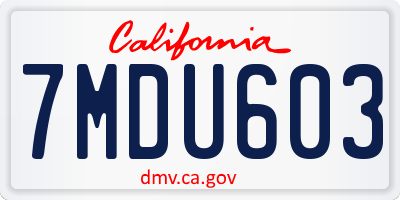 CA license plate 7MDU603