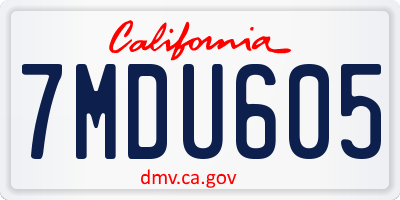 CA license plate 7MDU605