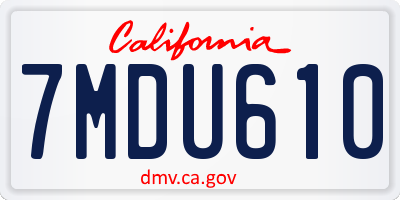 CA license plate 7MDU610