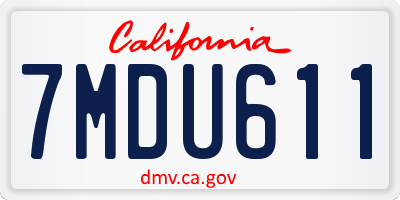 CA license plate 7MDU611