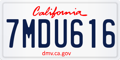 CA license plate 7MDU616