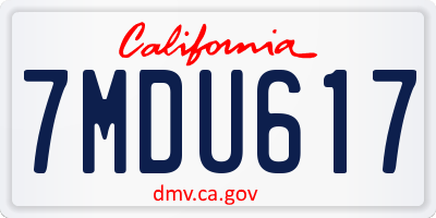 CA license plate 7MDU617
