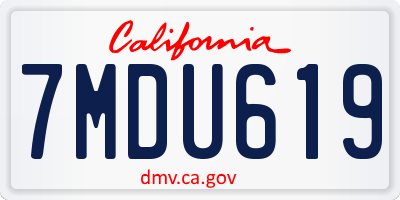 CA license plate 7MDU619
