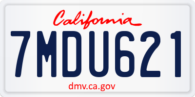 CA license plate 7MDU621