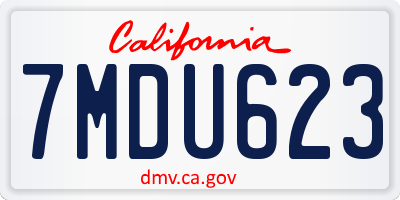 CA license plate 7MDU623