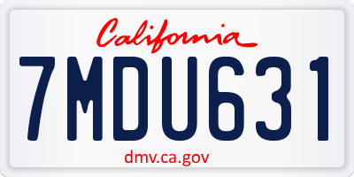 CA license plate 7MDU631