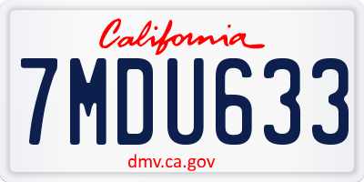 CA license plate 7MDU633