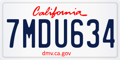 CA license plate 7MDU634