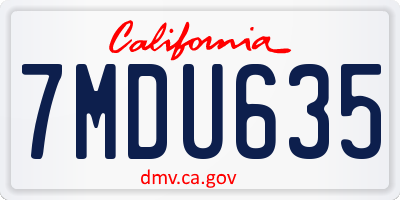 CA license plate 7MDU635