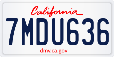 CA license plate 7MDU636