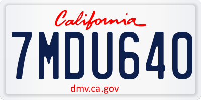 CA license plate 7MDU640