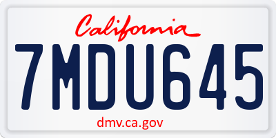 CA license plate 7MDU645