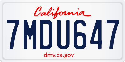 CA license plate 7MDU647