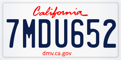 CA license plate 7MDU652
