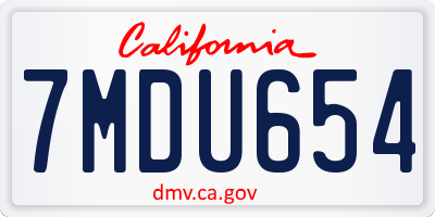 CA license plate 7MDU654