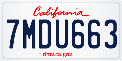CA license plate 7MDU663