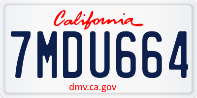 CA license plate 7MDU664