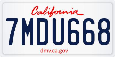 CA license plate 7MDU668