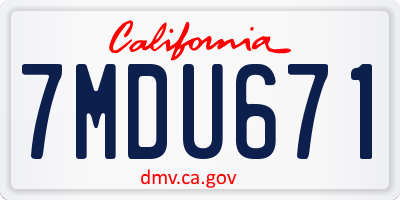 CA license plate 7MDU671