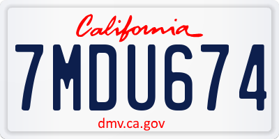 CA license plate 7MDU674