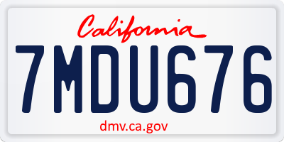 CA license plate 7MDU676