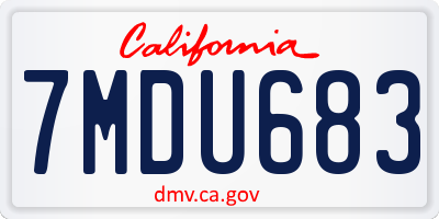 CA license plate 7MDU683