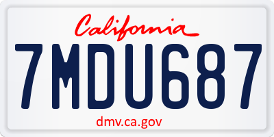 CA license plate 7MDU687