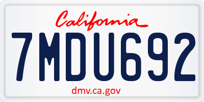 CA license plate 7MDU692