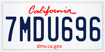 CA license plate 7MDU696