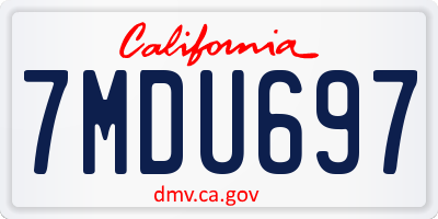 CA license plate 7MDU697