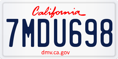 CA license plate 7MDU698