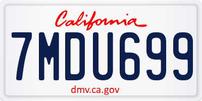 CA license plate 7MDU699