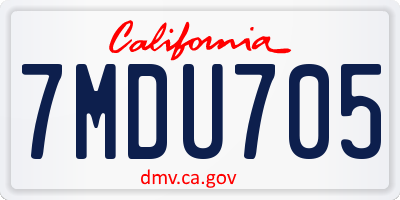CA license plate 7MDU705