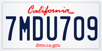 CA license plate 7MDU709