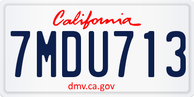 CA license plate 7MDU713