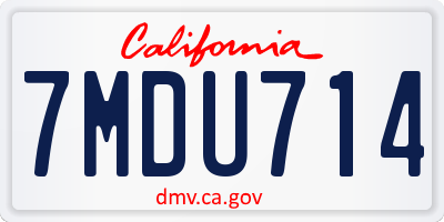 CA license plate 7MDU714