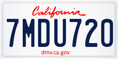 CA license plate 7MDU720