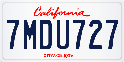 CA license plate 7MDU727