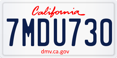 CA license plate 7MDU730