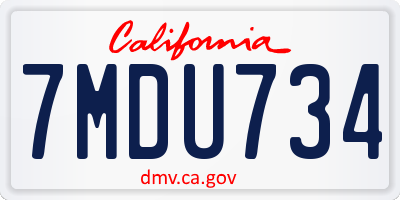 CA license plate 7MDU734