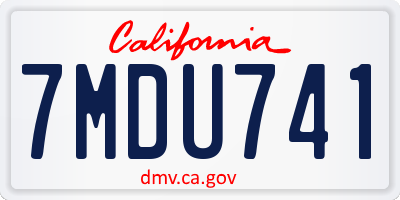 CA license plate 7MDU741