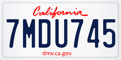 CA license plate 7MDU745