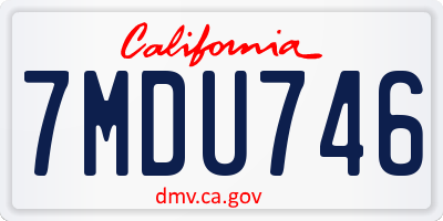 CA license plate 7MDU746